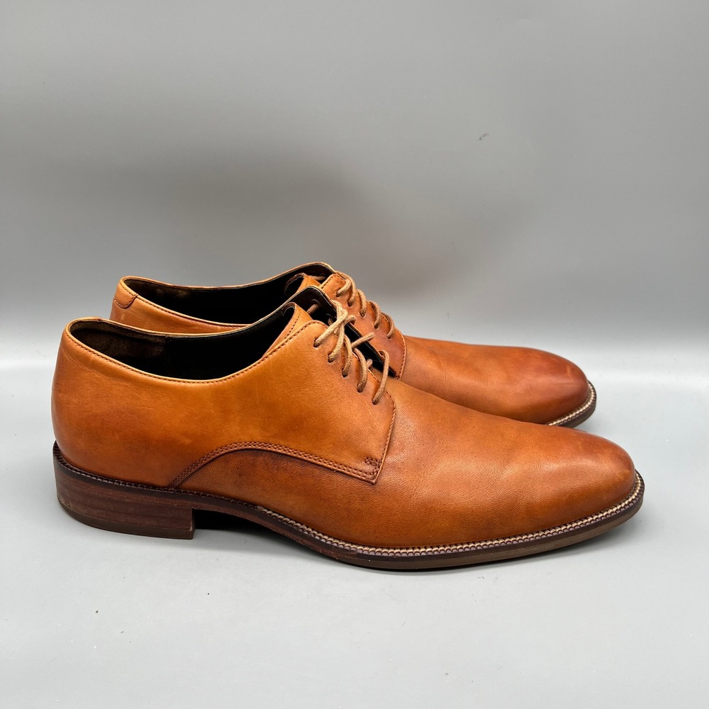 Cole Haan Derby Shoes Mens 10.5 Tan Leather Plain Toe Dress Classic Oxford